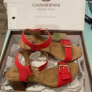 Gianni Bernini shoe red heels sandals 6.5